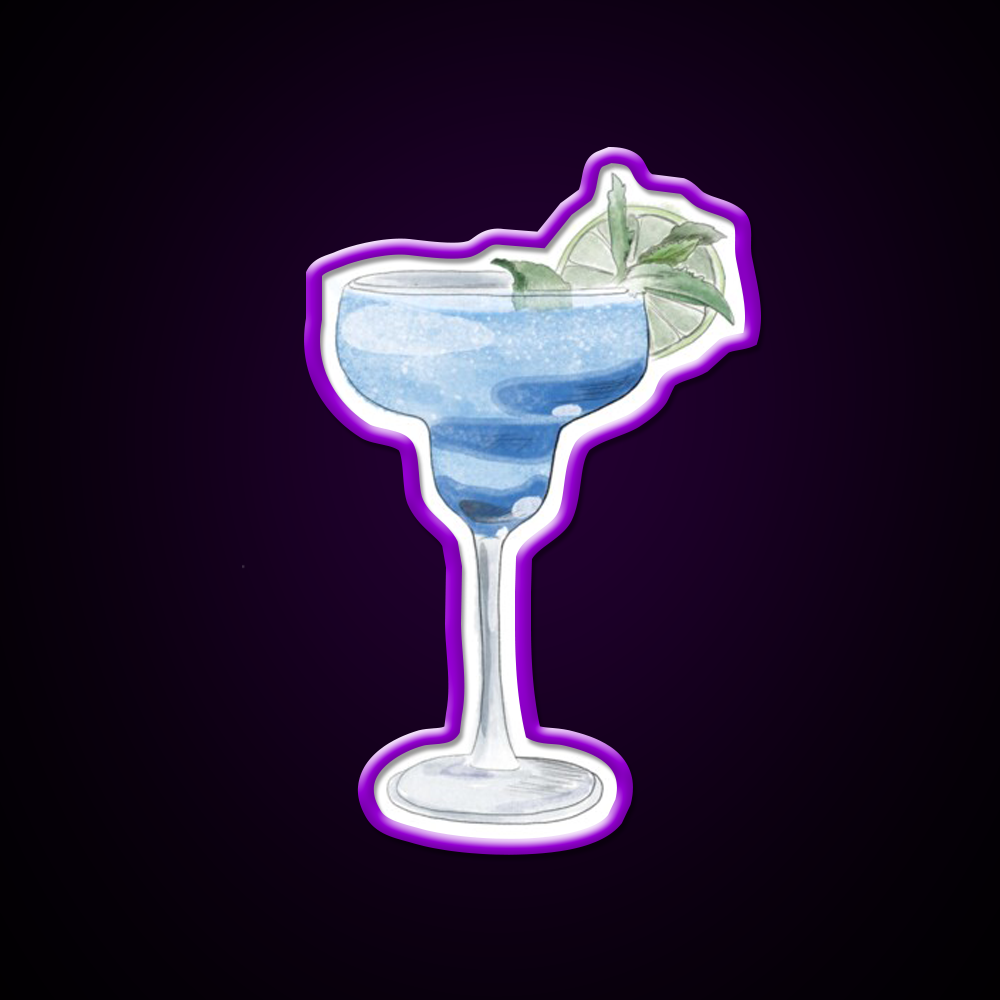 Blue Cocktail Watercolor Illustration Cocktail Bar Decor Led Neon Sign Rgb Color - LED neon sign view 9