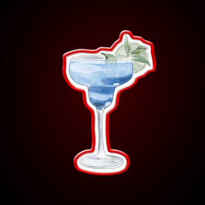 Blue Cocktail Watercolor Illustration Cocktail Bar Decor Led Neon Sign Rgb Color - LED neon sign view 10