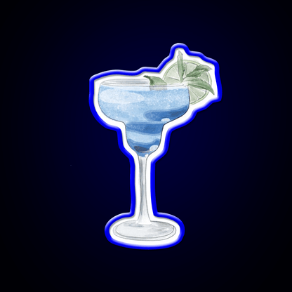 Blue Cocktail Watercolor Illustration Cocktail Bar Decor Led Neon Sign Rgb Color - Shineneon