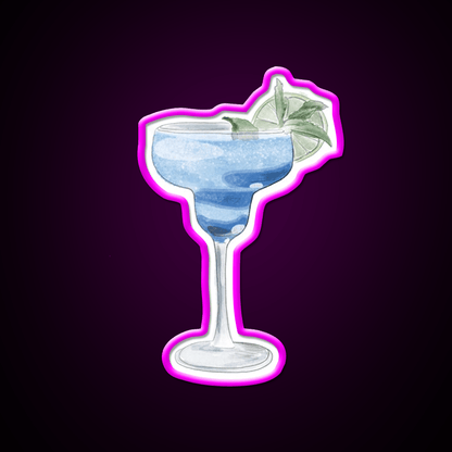 Blue Cocktail Watercolor Illustration Cocktail Bar Decor Led Neon Sign Rgb Color - Shineneon