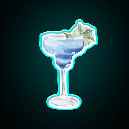 Blue Cocktail Watercolor Illustration Cocktail Bar Decor Led Neon Sign Rgb Color - Shineneon