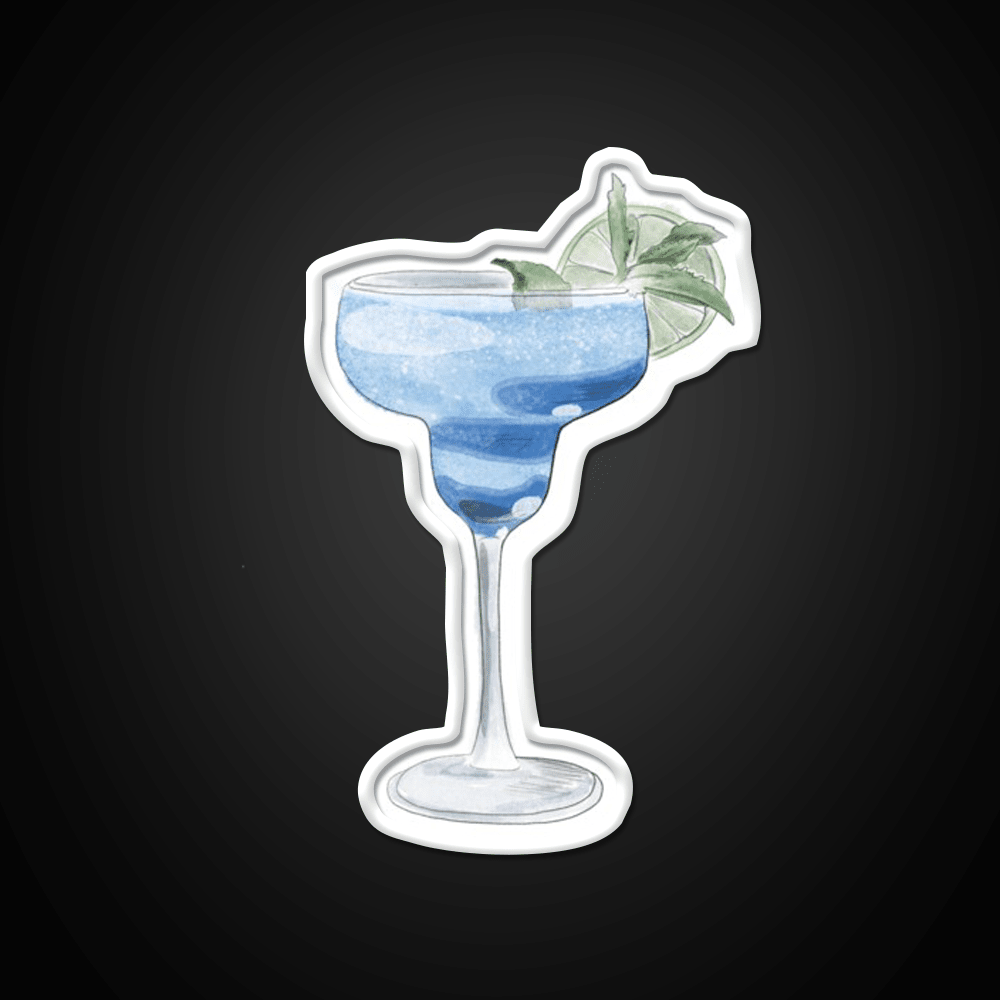 Blue Cocktail Watercolor Illustration Cocktail Bar Decor Led Neon Sign Rgb Color - Shineneon