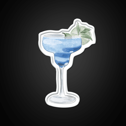 Blue Cocktail Watercolor Illustration Cocktail Bar Decor Led Neon Sign Rgb Color - Shineneon