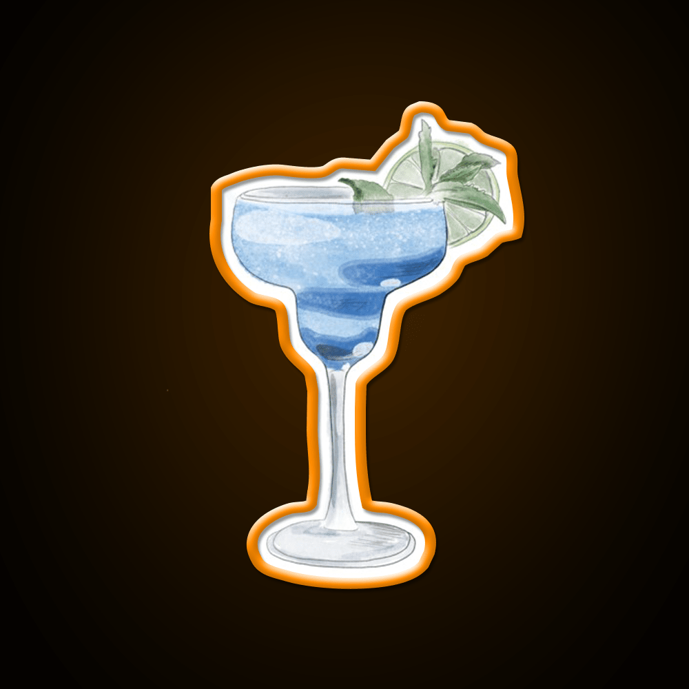 Blue Cocktail Watercolor Illustration Cocktail Bar Decor Led Neon Sign Rgb Color - Shineneon