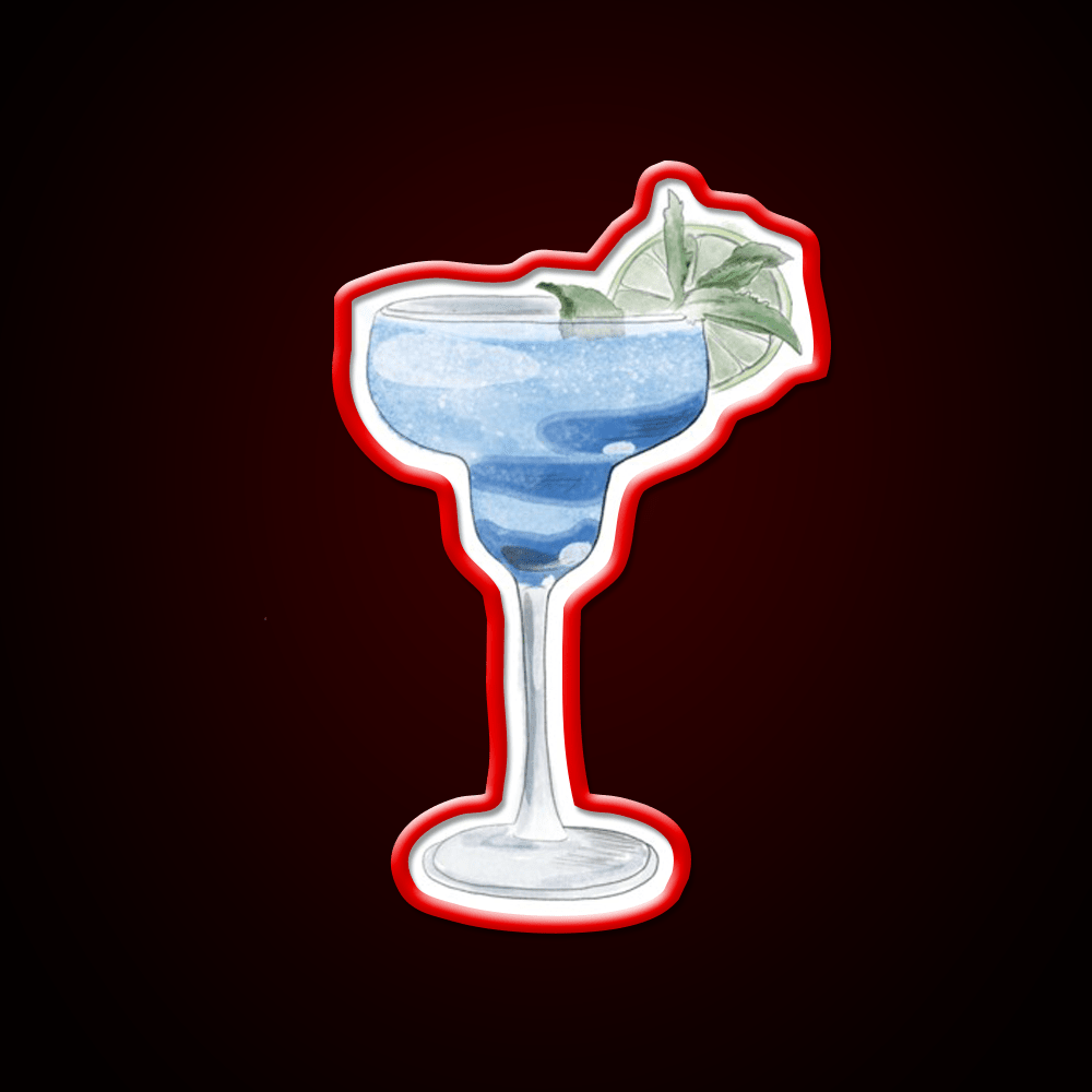 Blue Cocktail Watercolor Illustration Cocktail Bar Decor Led Neon Sign Rgb Color - Shineneon