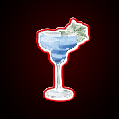 Blue Cocktail Watercolor Illustration Cocktail Bar Decor Led Neon Sign Rgb Color - Shineneon