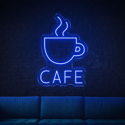 Blue Coffee Cup Cafe Led Neon Sign For Indoor Cafe Lounge Decor | Shineneon