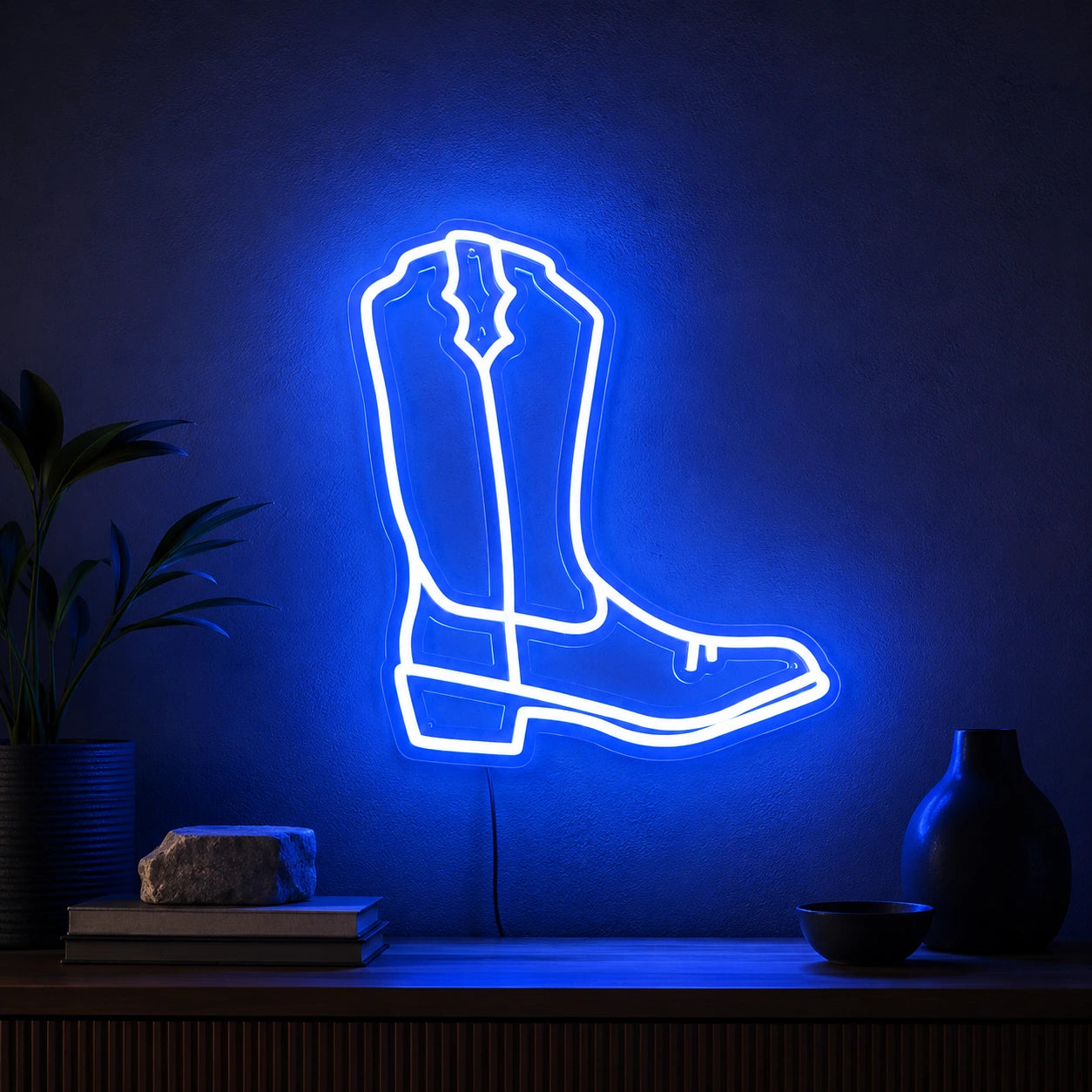 Blue Cowboy Boot Neon Sign LED Neon Sign high-converting product image