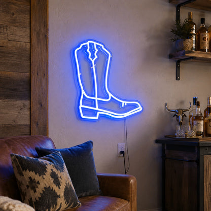 Blue Cowboy Boot Neon Sign LED Neon Sign real lifestyle scene