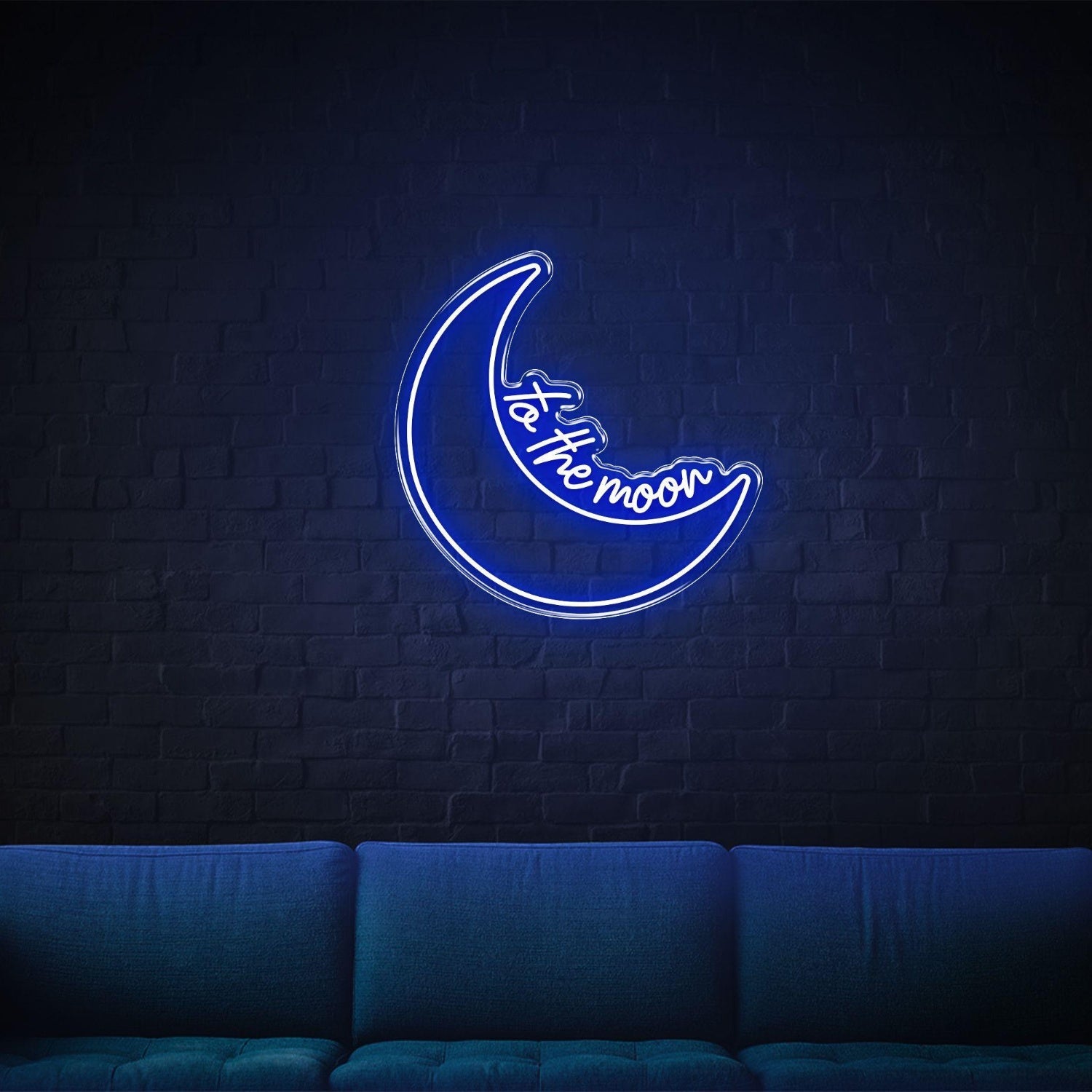 Blue Crescent Moon To The Moon Led Neon Sign For Home Decor | Shineneon