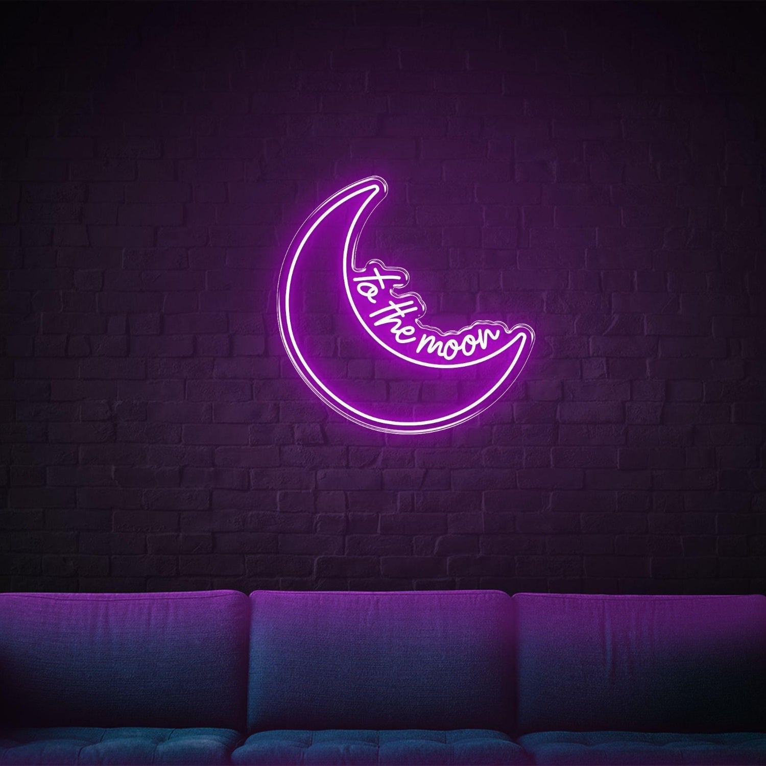 Blue Crescent Moon To The Moon Led Neon Sign For Home Decor | Shineneon