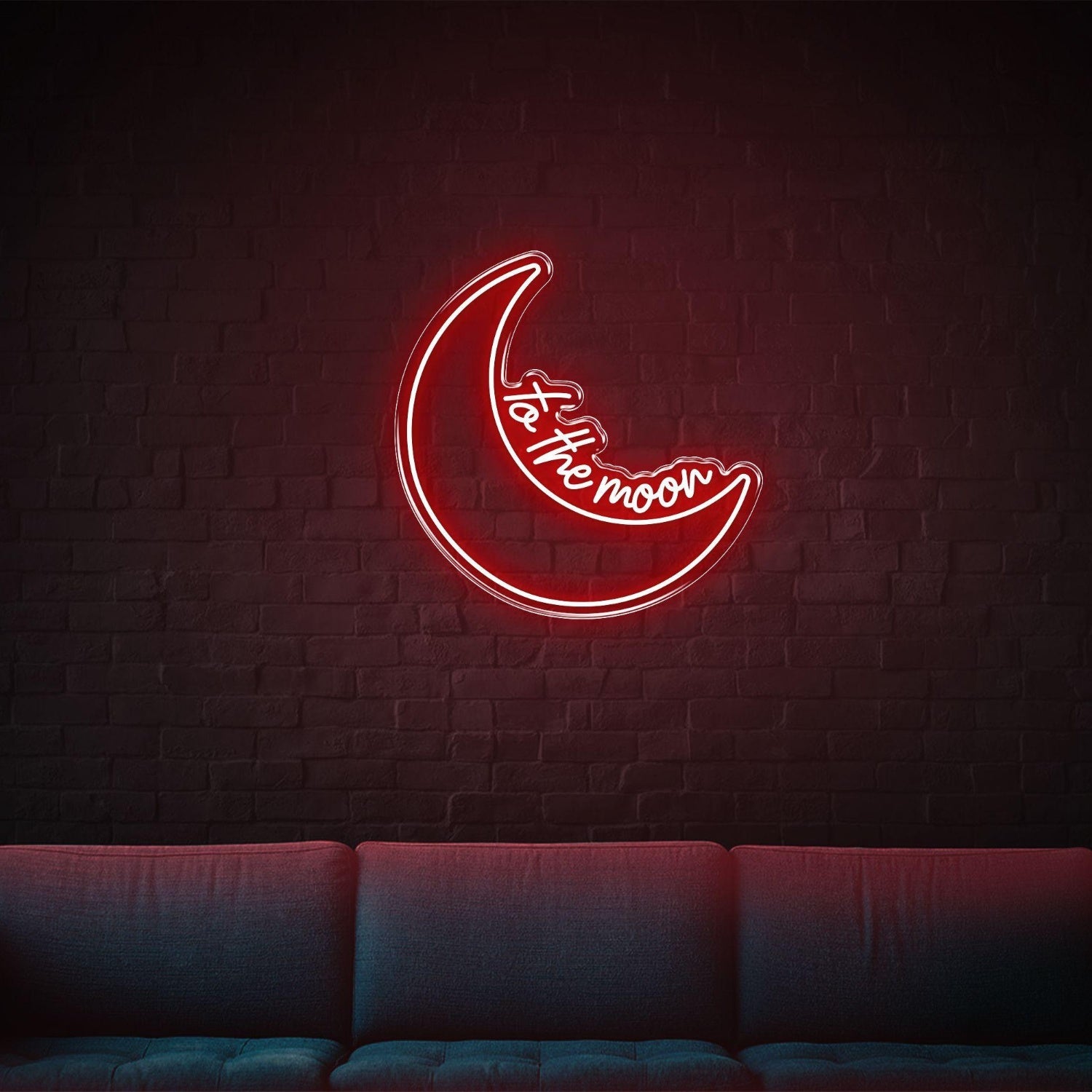 Blue Crescent Moon To The Moon Led Neon Sign For Home Decor | Shineneon