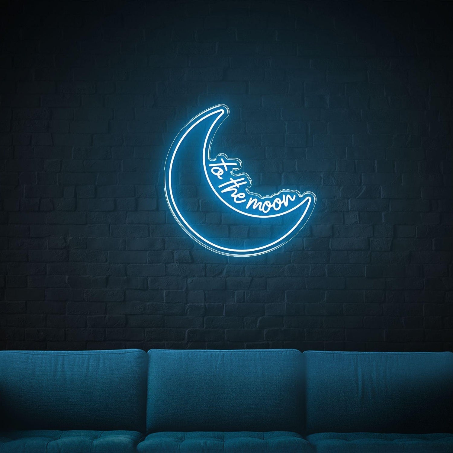Blue Crescent Moon To The Moon Led Neon Sign For Home Decor | Shineneon