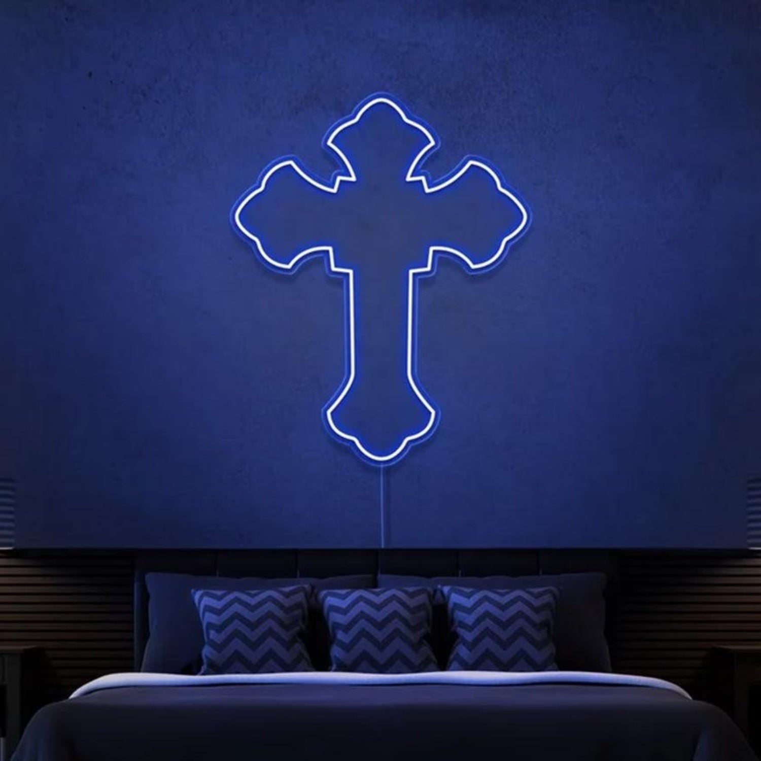 Blue Cross Led Neon Sign For Modern Bedroom Wall Decor | Shineneon