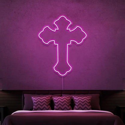 Blue Cross Led Neon Sign For Modern Bedroom Wall Decor | Shineneon