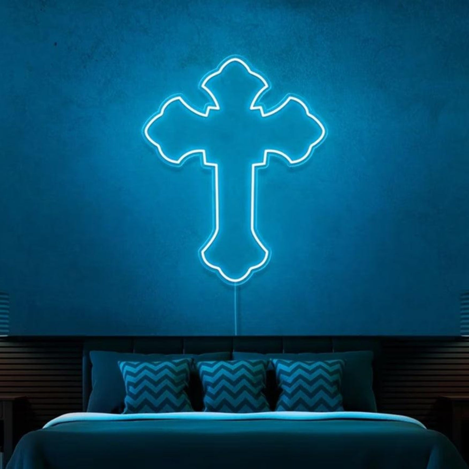 Blue Cross Led Neon Sign For Modern Bedroom Wall Decor | Shineneon