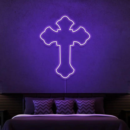 Blue Cross Led Neon Sign For Modern Bedroom Wall Decor | Shineneon
