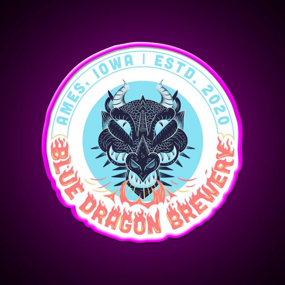 Blue Dragon Brewery Logo Beer Bar Decor Led Neon Sign Rgb Color - Neon sign mounted on wall in room