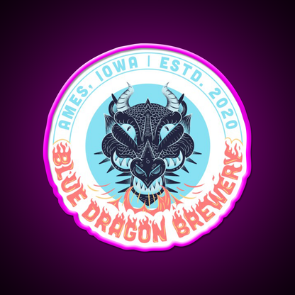 Blue Dragon Brewery Logo Beer Bar Decor Led Neon Sign Rgb Color - Neon sign mounted on wall in room