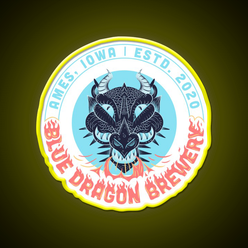 Blue Dragon Brewery Logo Beer Bar Decor Led Neon Sign Rgb Color - Custom LED neon sign front view