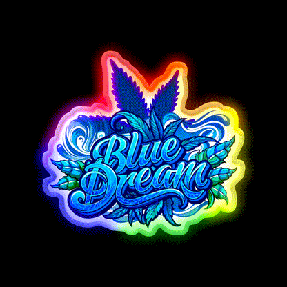 Blue Dream Hemp Inspired Green Leaf Led Neon Sign Rgb Color - LED neon sign close-up detail