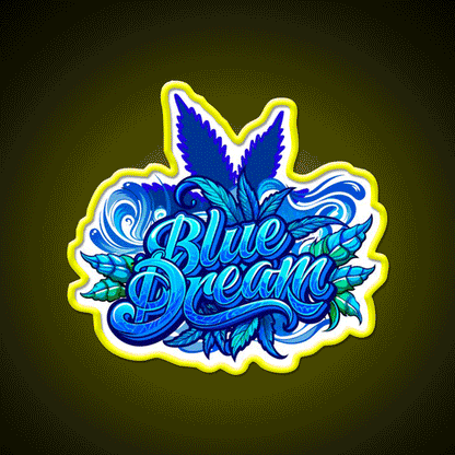 Blue Dream Hemp Inspired Green Leaf Led Neon Sign Rgb Color - Custom LED neon sign front view
