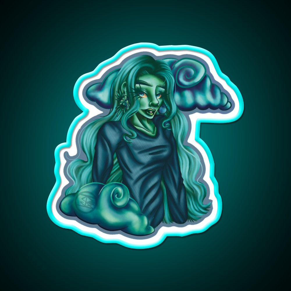 Blue Dream Nymph Hemp Inspired Green Leaf Led Neon Sign Rgb Color - Size and dimension reference