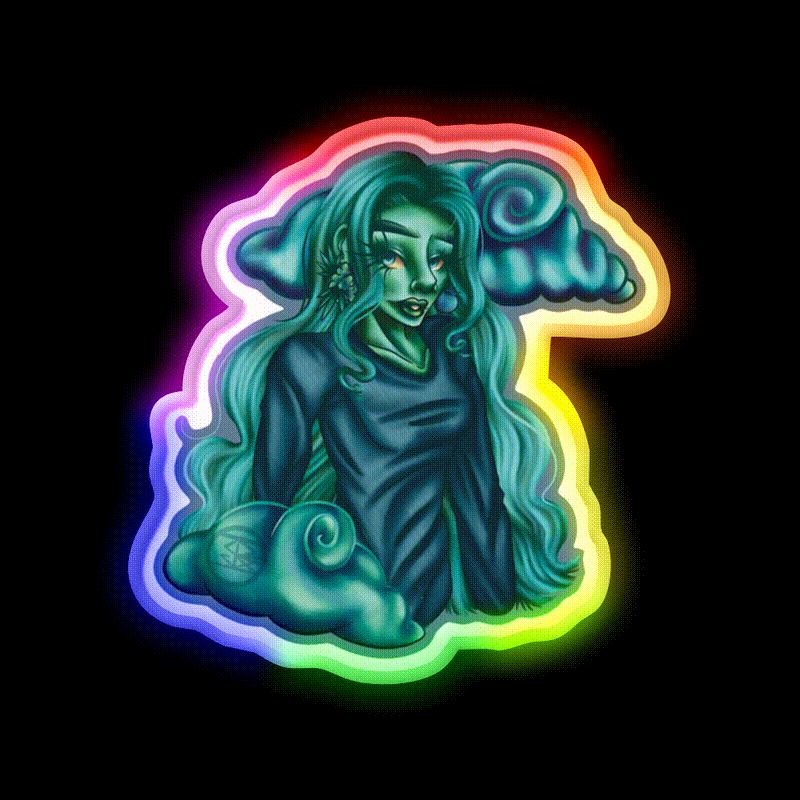 Blue Dream Nymph Hemp Inspired Green Leaf Led Neon Sign Rgb Color - LED neon sign close-up detail
