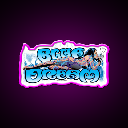 Blue Dream Strain Art Green Leaf Led Neon Sign 420 Neon Decor Rgb Color - Neon sign mounted on wall in room