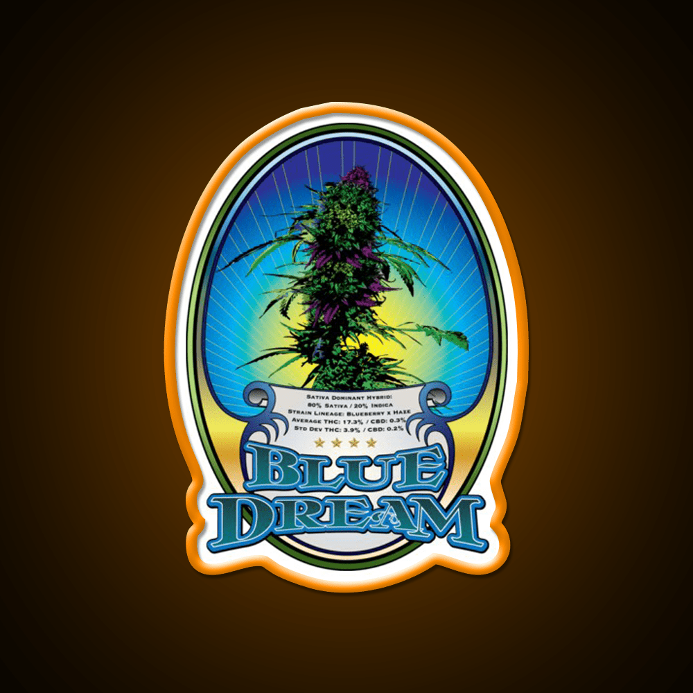 Blue Dream Strain Art Hemp Inspired Green Leaf Led Neon Sign Rgb Color - Shineneon