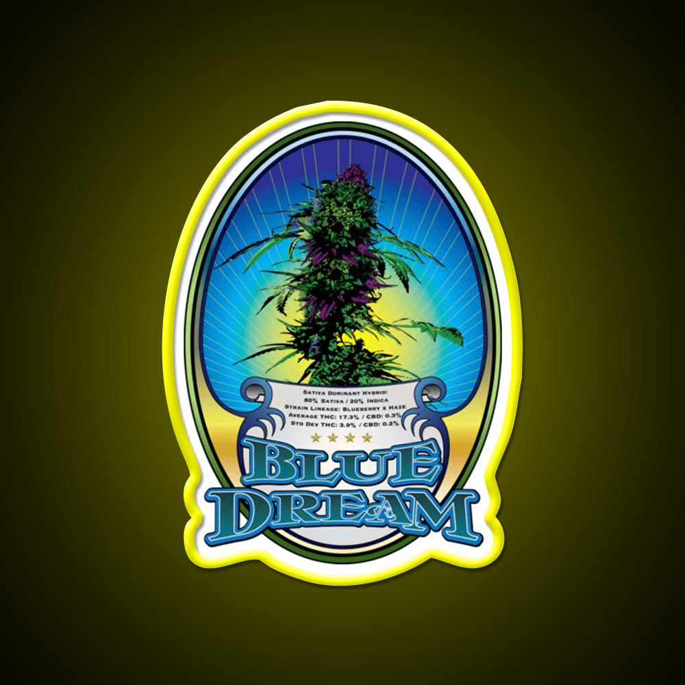 Blue Dream Strain Art Hemp Inspired Green Leaf Led Neon Sign Rgb Color - Shineneon