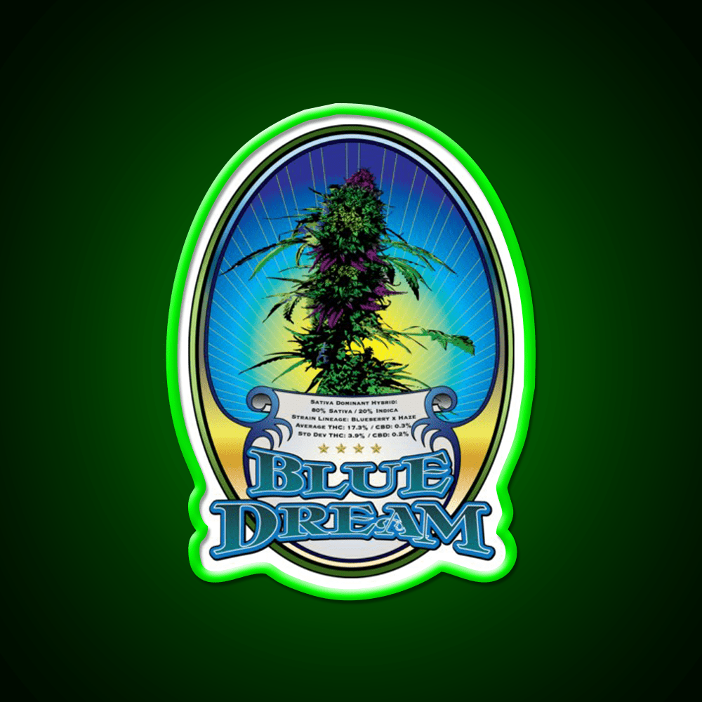 Blue Dream Strain Art Hemp Inspired Green Leaf Led Neon Sign Rgb Color - Shineneon