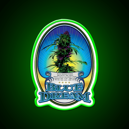 Blue Dream Strain Art Hemp Inspired Green Leaf Led Neon Sign Rgb Color - Shineneon