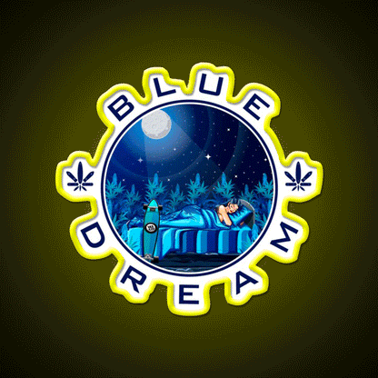 Blue Dream Weed Hemp Inspired Green Leaf Led Neon Sign Rgb Color - Custom LED neon sign front view