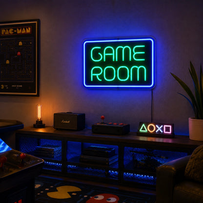 Blue Game Room Panel Neon Sign LED Neon Sign real lifestyle scene