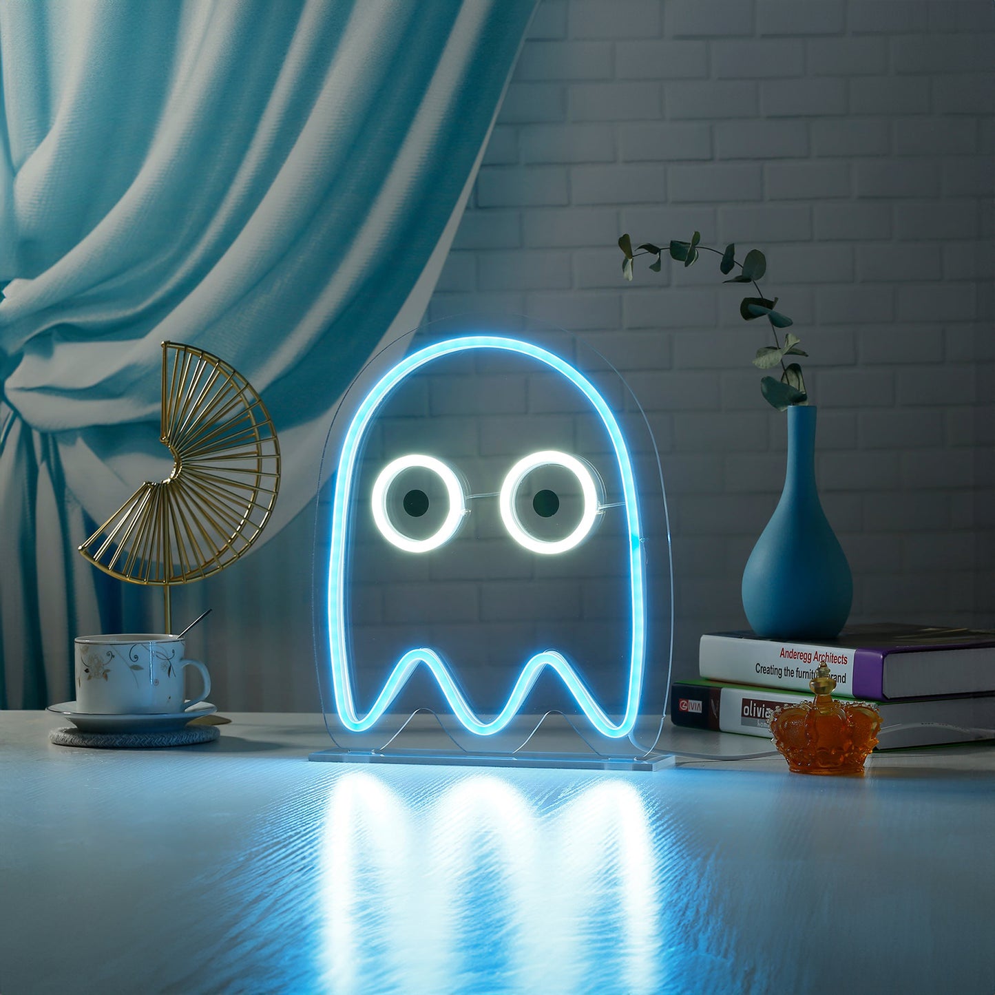 Blue Ghost Desk Led Led Neon Sign For Game Room