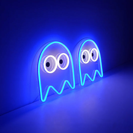 Blue Ghost Game Gamer Bedroom Wall Art Led Neon Sign For Game Room