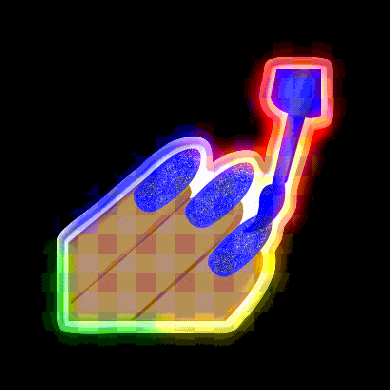 Blue Glitter Nail Salon Led Neon Sign For Tech Room Rgb Color - LED neon sign close-up detail