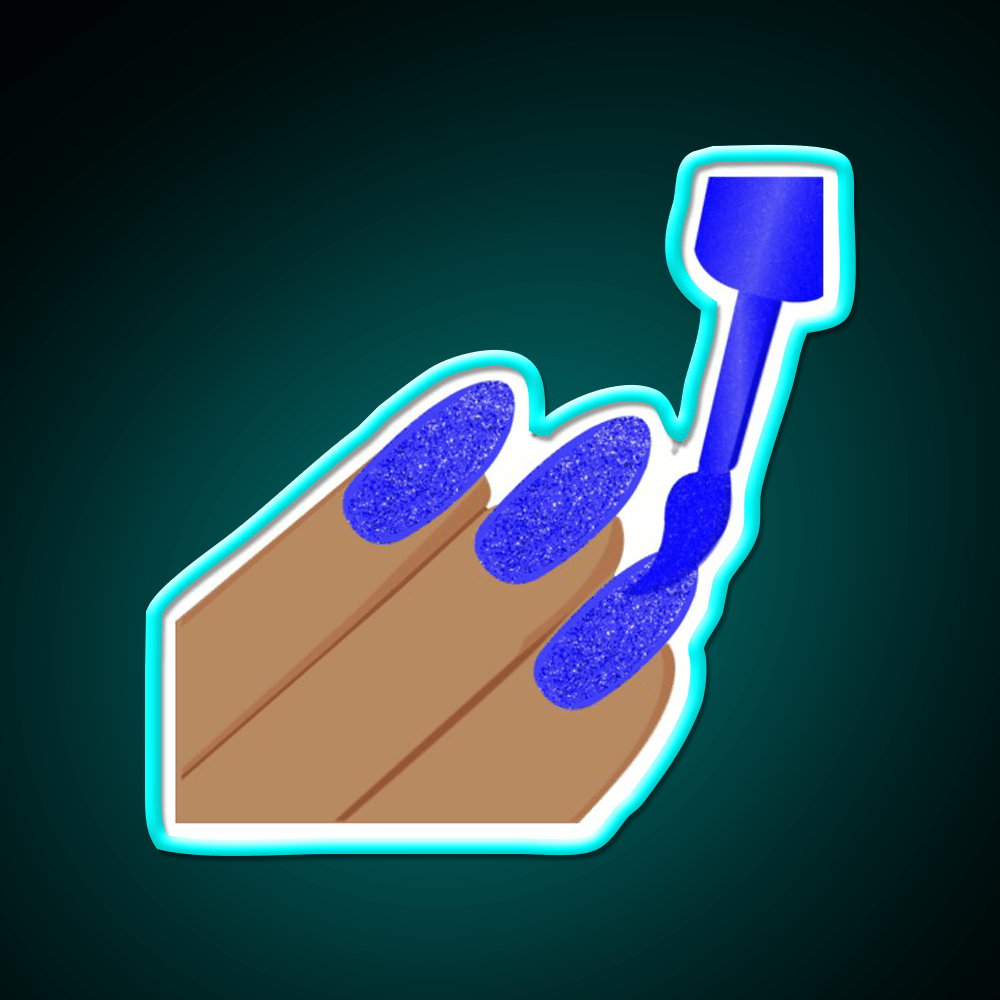 Blue Glitter Nail Salon Led Neon Sign For Tech Room Rgb Color - Shineneon