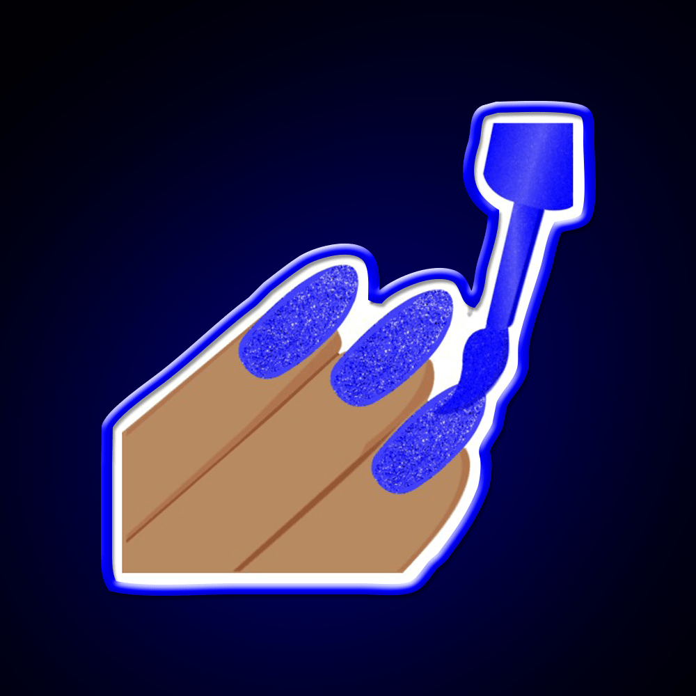 Blue Glitter Nail Salon Led Neon Sign For Tech Room Rgb Color - Shineneon