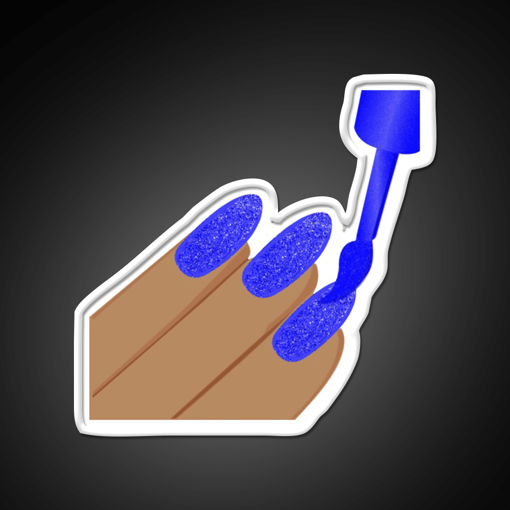 Blue Glitter Nail Salon Led Neon Sign For Tech Room Rgb Color - Shineneon
