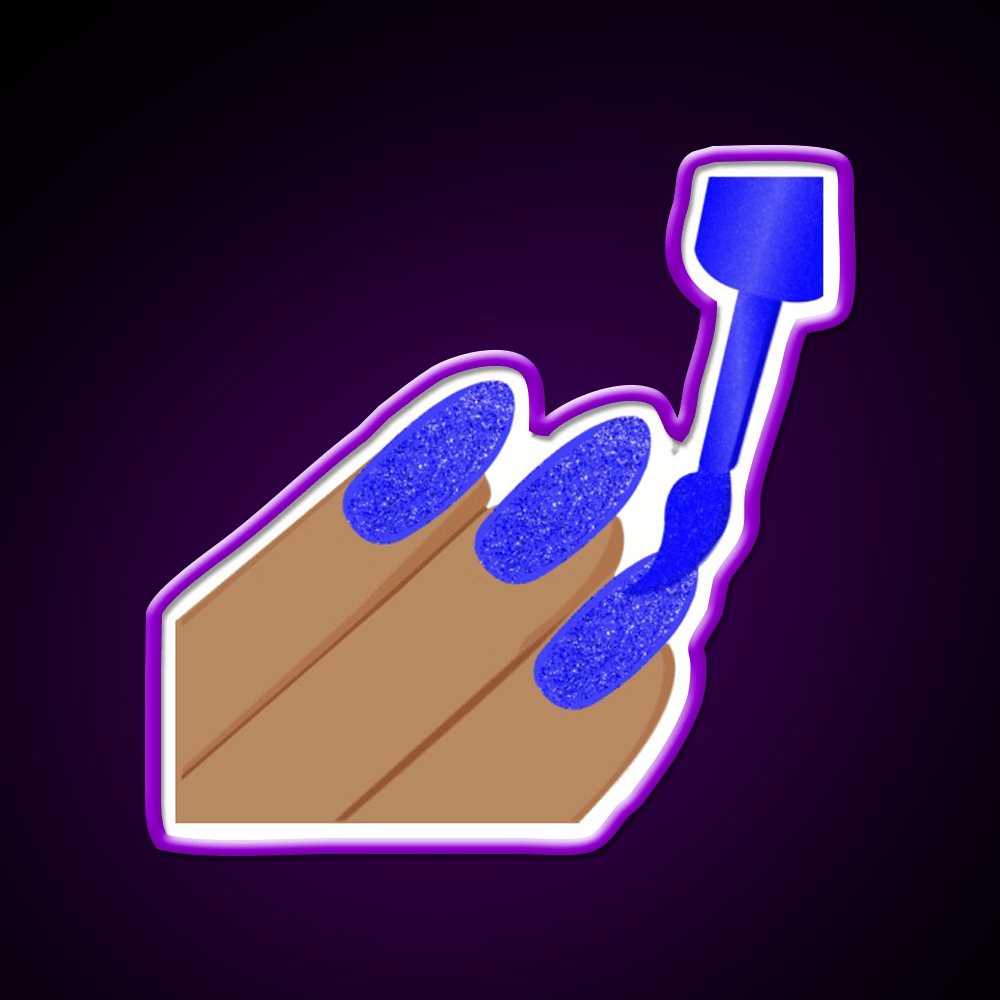 Blue Glitter Nail Salon Led Neon Sign For Tech Room Rgb Color - Shineneon