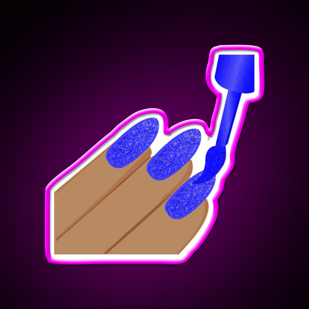 Blue Glitter Nail Salon Led Neon Sign For Tech Room Rgb Color - Shineneon