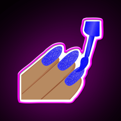 Blue Glitter Nail Salon Led Neon Sign For Tech Room Rgb Color - Shineneon