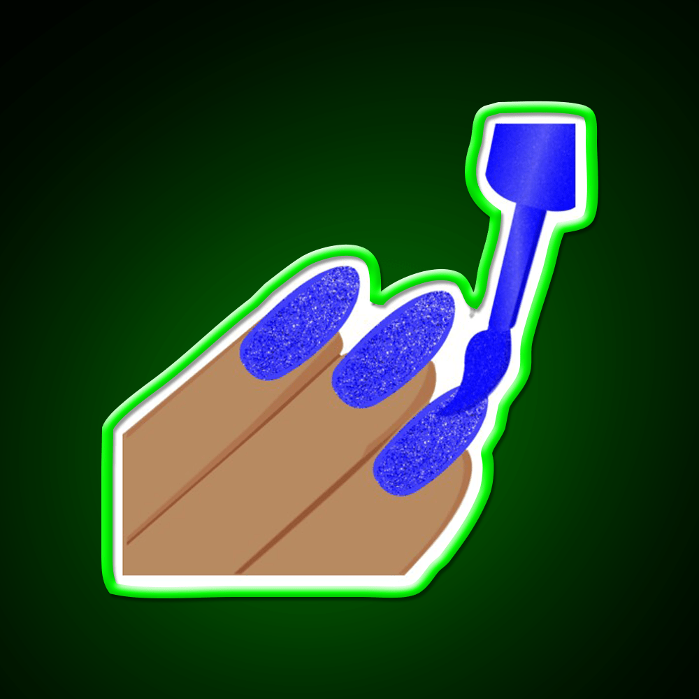 Blue Glitter Nail Salon Led Neon Sign For Tech Room Rgb Color - Shineneon