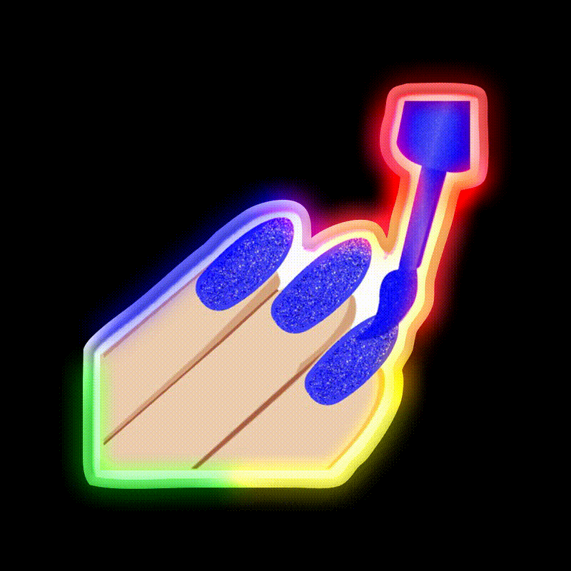 Blue Glitter Nail Salon Led Neon Sign Rgb Color - LED neon sign close-up detail