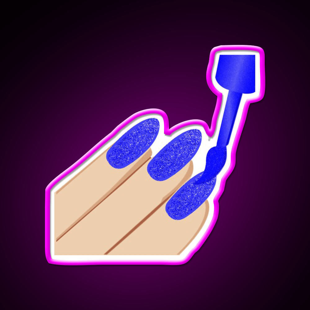 Blue Glitter Nail Salon Led Neon Sign Rgb Color - Shineneon