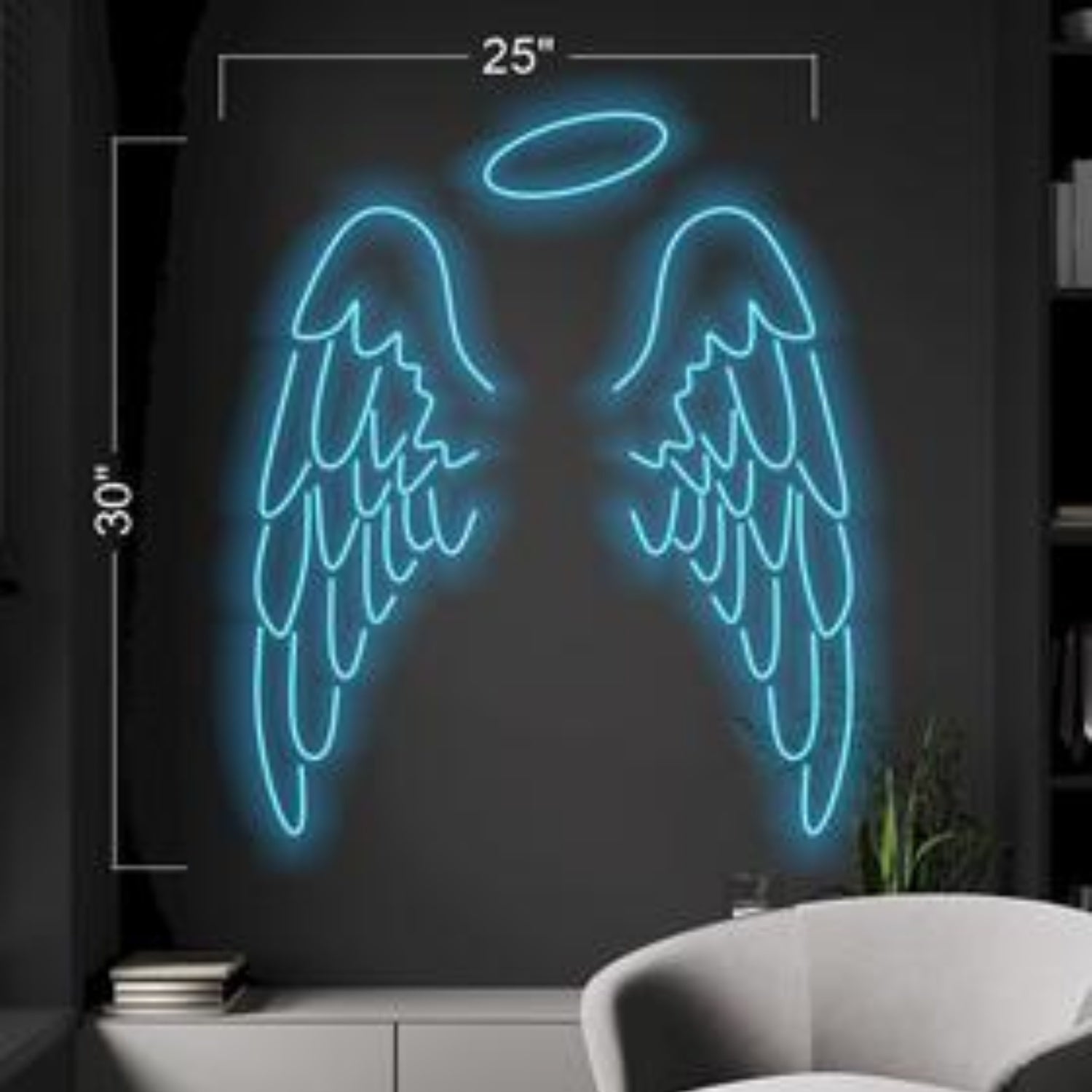 Blue-Green Angel Wings With Halo Led Neon Sign For Home Wall Decor | Shineneon