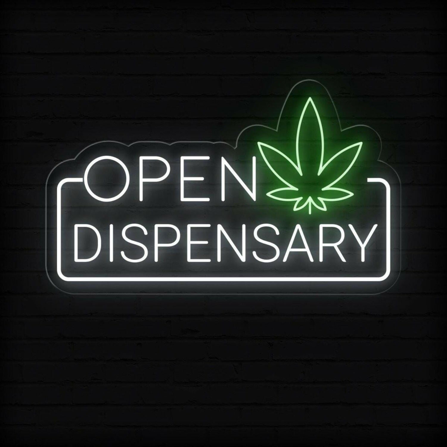 Blue Green Cannabis Leaf Open Dispensary Led Neon Sign For Marijuana Shop | Shineneon