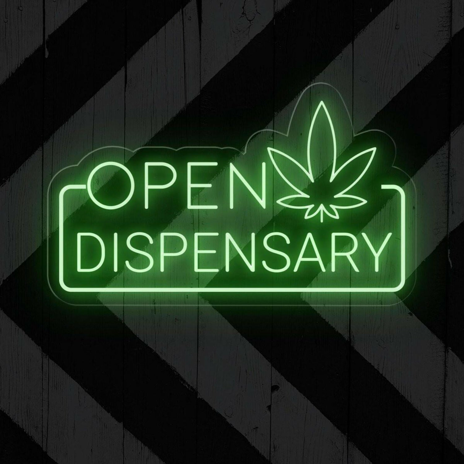 Blue Green Cannabis Leaf Open Dispensary Led Neon Sign For Marijuana Shop | Shineneon